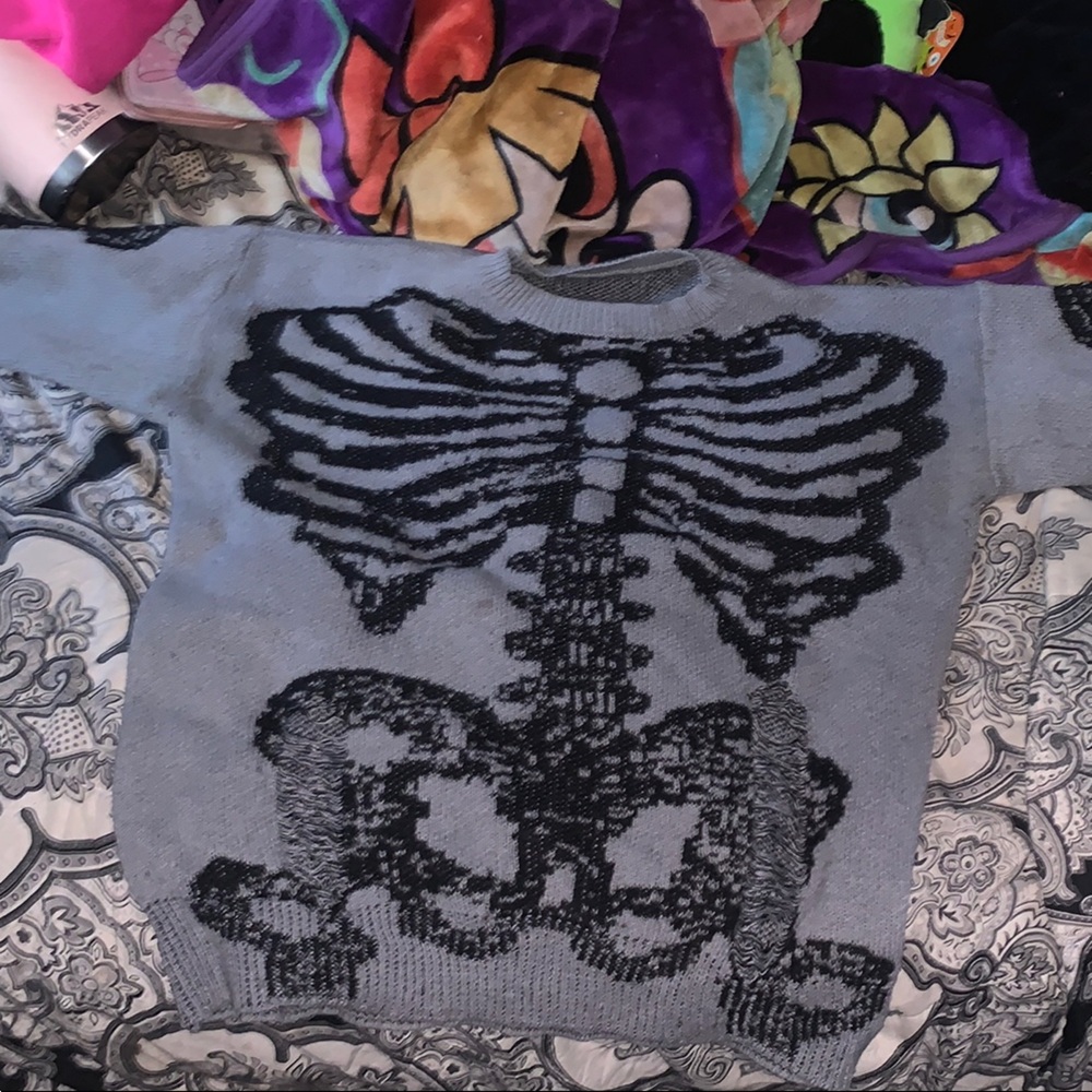 Gray Skeleton Sweater